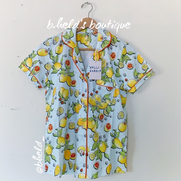 Roller Rabbit Citrus Hearts Polo Pajamas in Light Blue Size S Brand New NWT - Picture 3 of 17